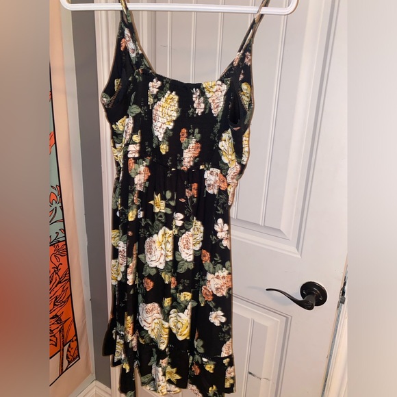 Black Flower Floral Mini Dress | Size: M | Bog Collection - Picture 3 of 4